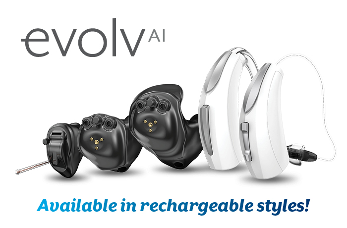 evolvAI hearing aids - available in rechargeable styles